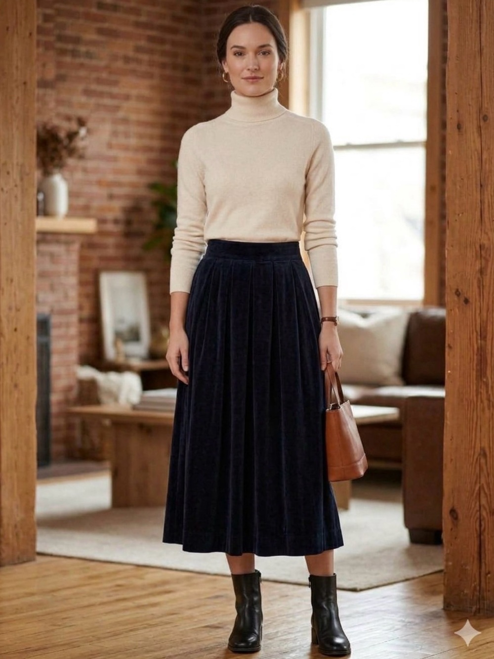 Vintage 1980s Jordache Navy Blue Corduroy Midi Skirt - Size 10 (Modern XS/S)